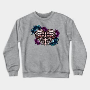 Rose Ribs (Blue & Pinkish Roses) Crewneck Sweatshirt